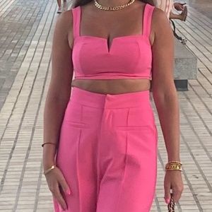 Two piece hot pink outfit